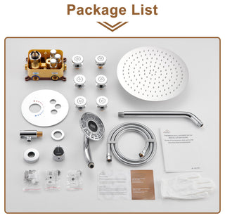 12" Luxury Shower System Set with Handheld Spray & 6 Body Jets, Chrome