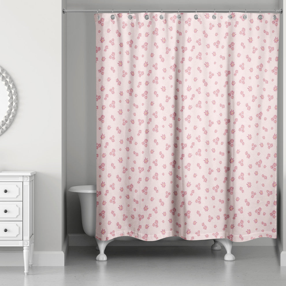 Pink Daisy Pattern 71x74 Shower Curtain