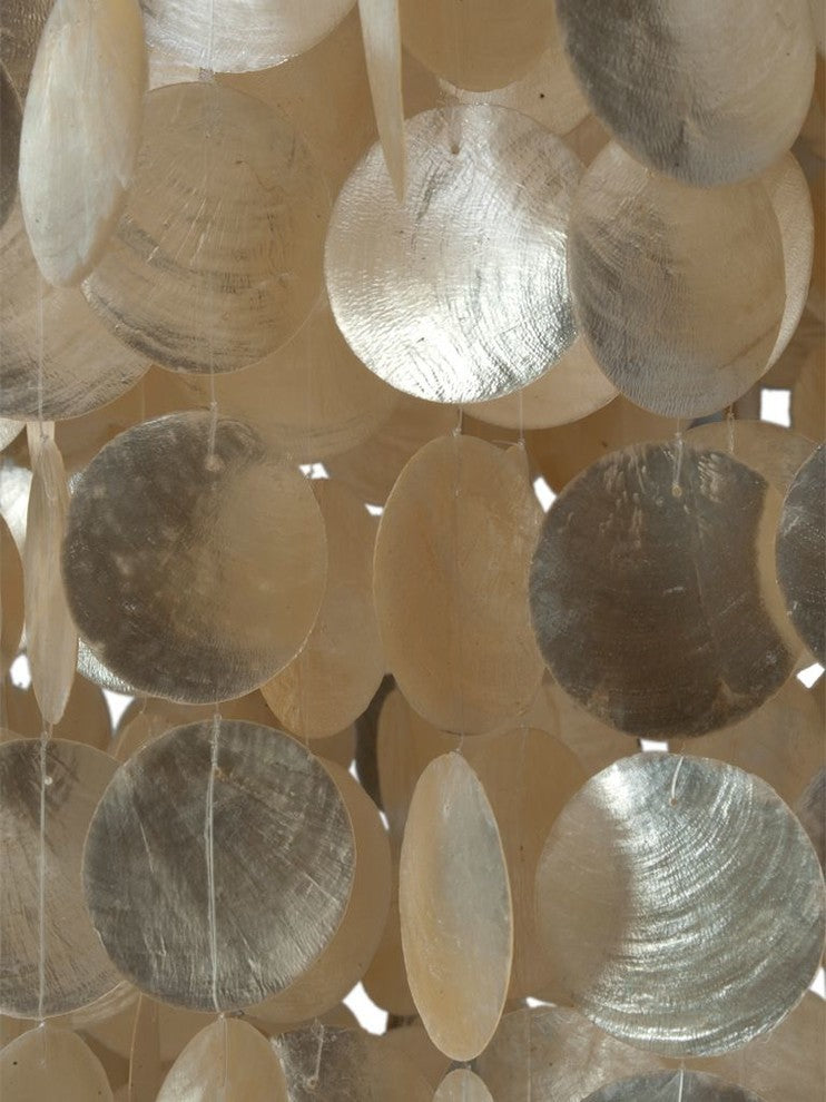 Round King Size Chandelier With Round Capiz Seashells, Champagne