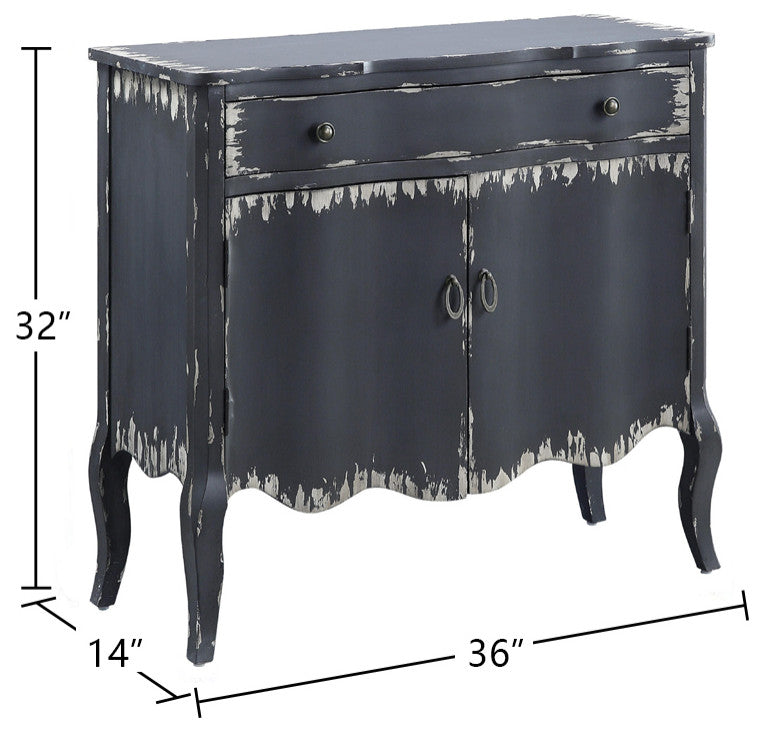 Accent Cabinet With One Shelf and a Drawer, Antique Gray Finish