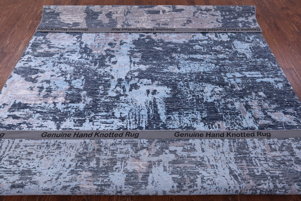 7' 11" X 10' 3" Abstract Hand Knotted Wool & Silk Rug - Q15803