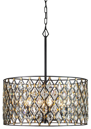 Windsor Six Light Pendant, Carbon/Havana Gold