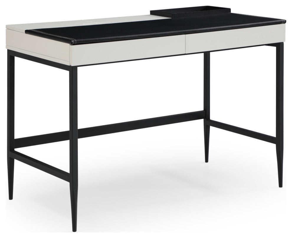 Loft Lyfe Kinzlee Desk, 2 Storage Drawers, Black/White