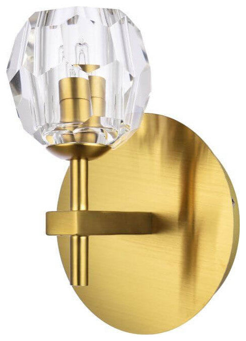 1 Light 8" Tall Gold LED Crystal Wall Sconce