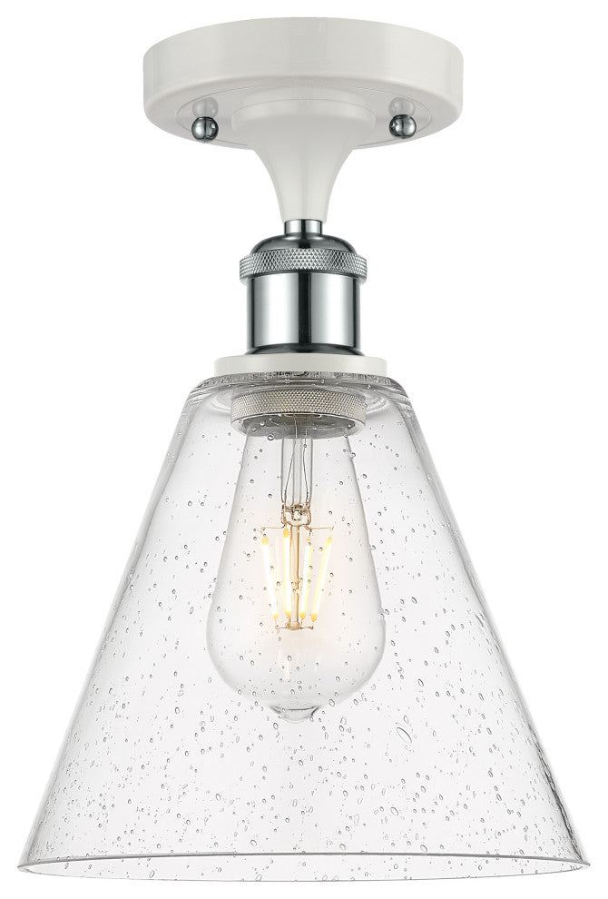 Innovations 516-1C-WPC-GBC-84 1 Light Semi-Flush Mount, White, Polished Chrome