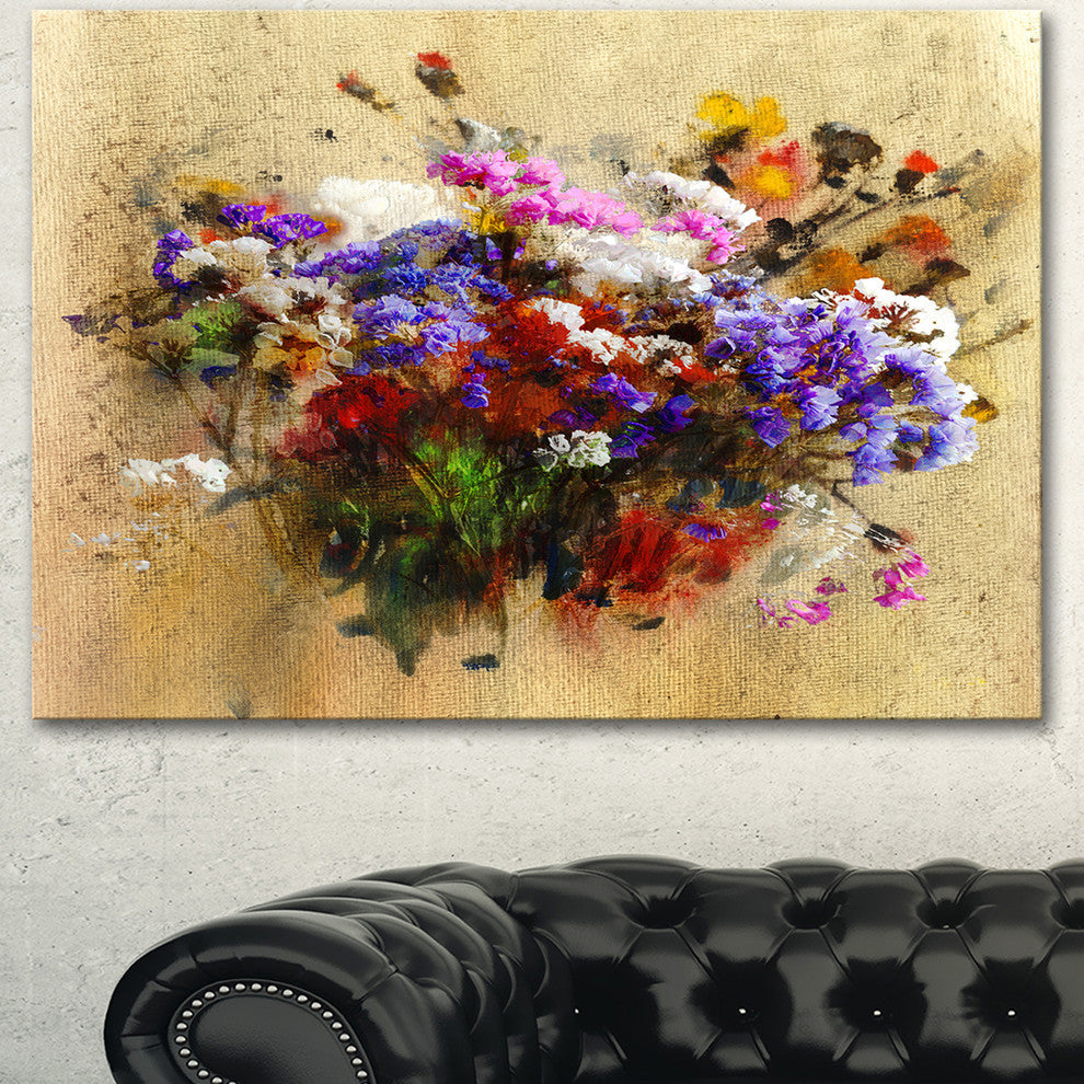 Floral Still with Bunch of Flowers, Floral Art Canvas Print, 40"x30"
