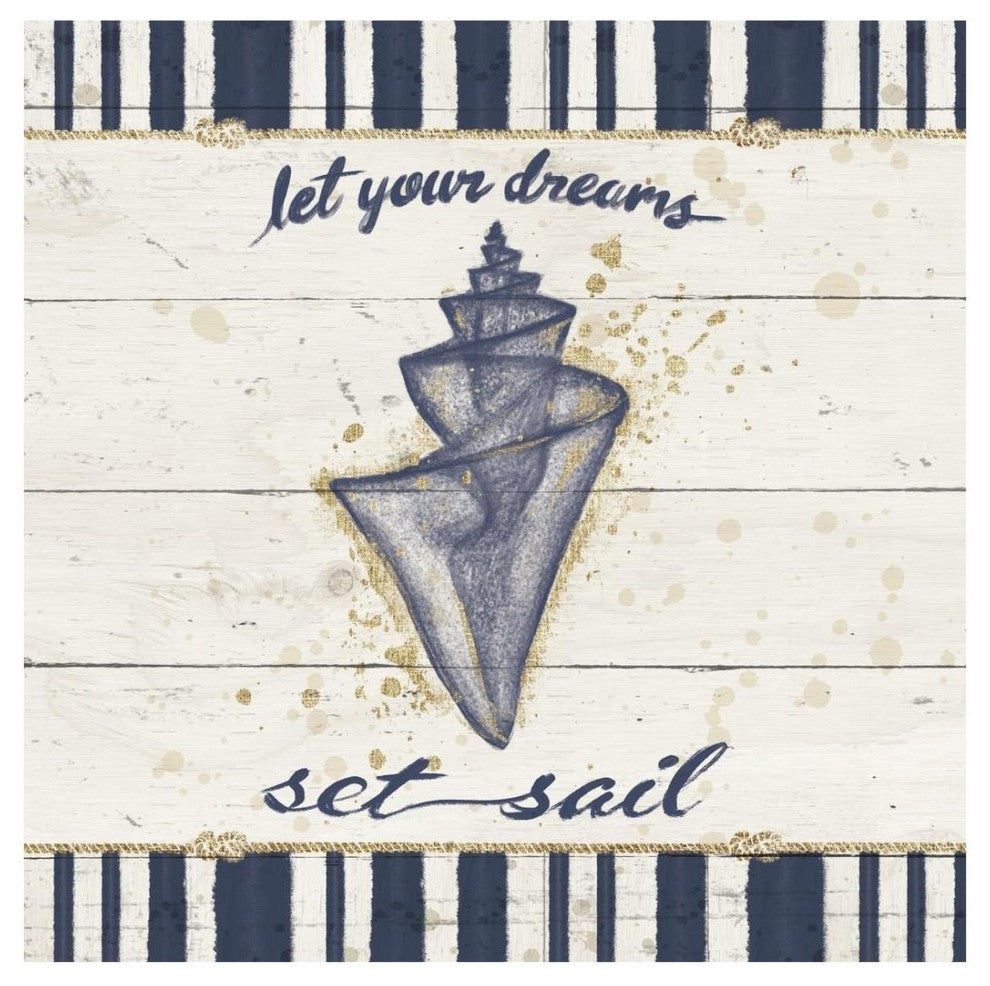 "Calm Seas III Gold Rope Border" Digital Paper Print by Janelle Penner, 26"x26"