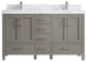 Malibu 60 Double Sink Vanity in Elephant Skin Gray 2" Calacatta Poanazzo