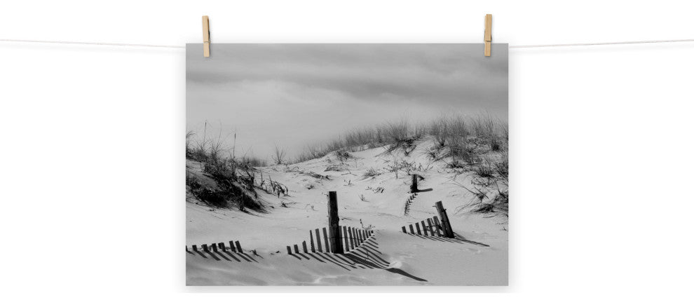 Buried Fences Landscape Photo, Black & White Unframed Wall Art Print, 18" X 24"