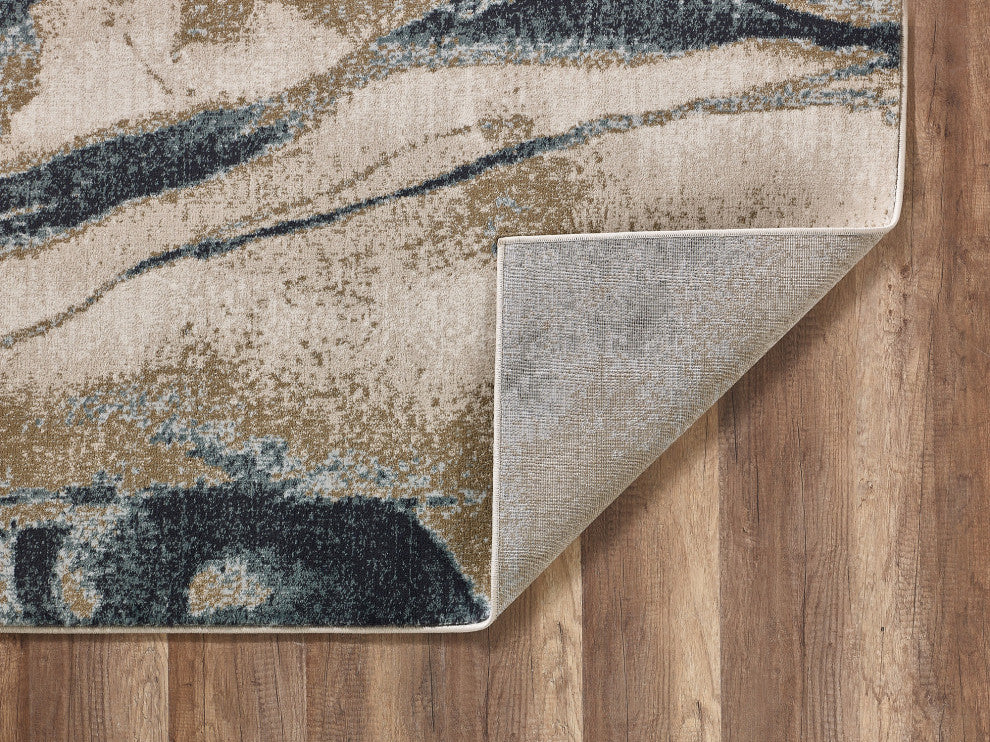 Avalon Wonder Watercolor Area Rug, Ivory/Blue, 5'3 X 7'7