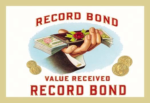 Record Bond Cigars- Framed Paper Poster 20" x 30"