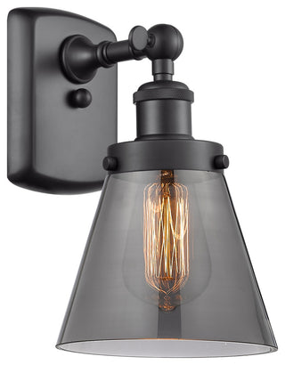 Small Cone 1-Light Sconce, Matte Black, Plated Smoke