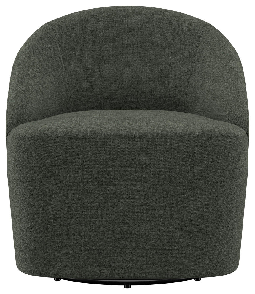 Leon Upholstered Barrel Accent Swivel Chair Hunter Green