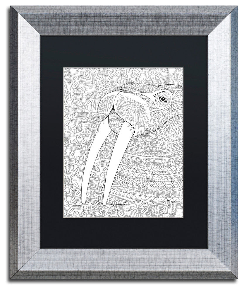 Hello Angel 'Animals 21' Art, Silver Frame, 14"x11", Black Matte