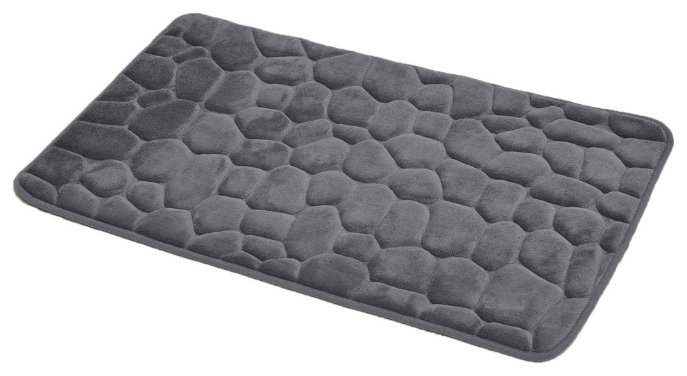 Bath Rug Memory Foam Mat 3D Pebble 32"x20", Dark Gray, Bath Mat