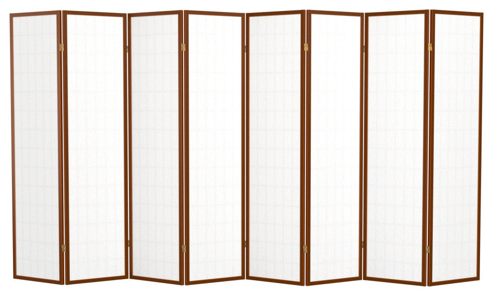 6' Tall Window Pane Shoji Screen, Walnut, 8 Panels
