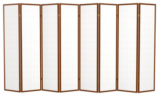 6' Tall Window Pane Shoji Screen, Walnut, 8 Panels