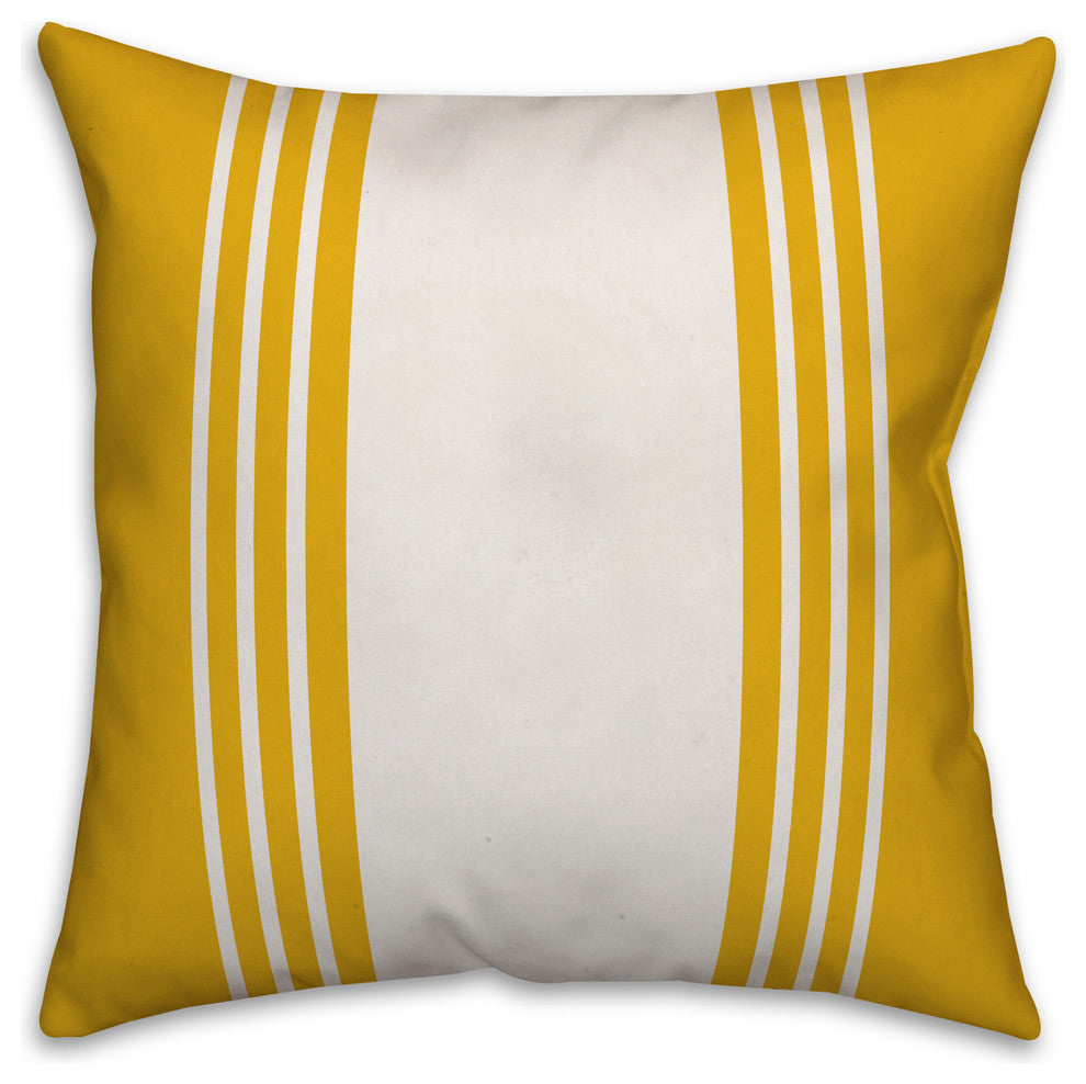 Yellow and White Farmhouse Stripe 20x20 Throw Pillow