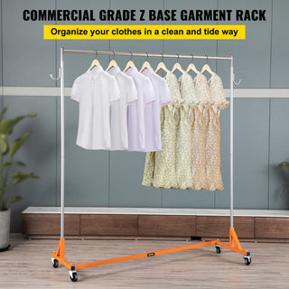 Z Rack Adjustable Height Rolling Garment Rack, Orange, 23.62x64.96x70.87 in