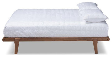 Kaia Mid-Century Modern Walnut Brown Finished Wood King Size Platform Bed Frame