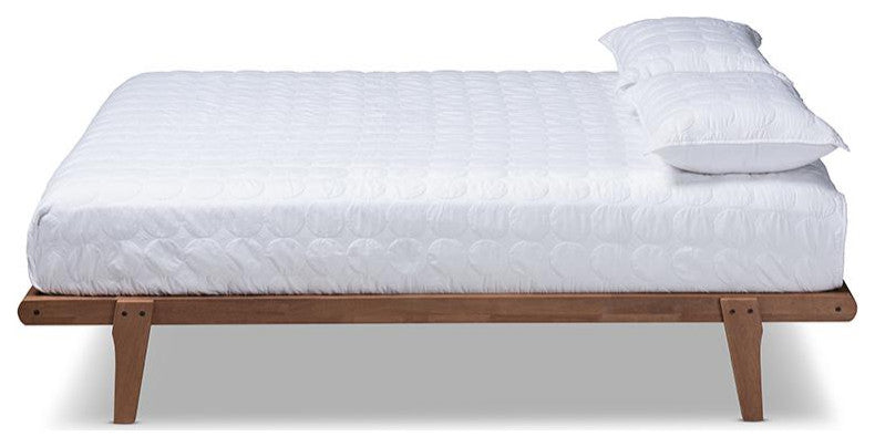 Kaia Mid-Century Modern Walnut Brown Finished Wood King Size Platform Bed Frame