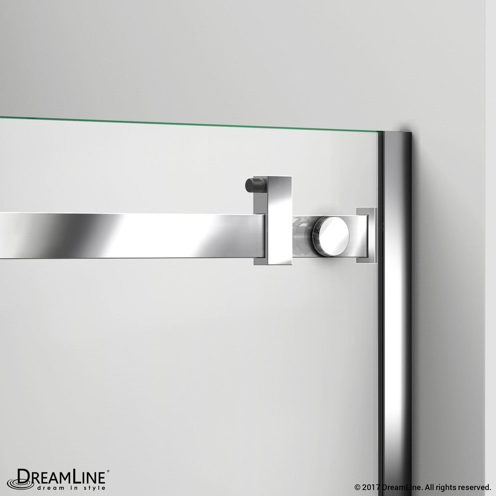 Enigma Air 44-48"Wx76"H Frameless Sliding Shower Door, Brushed Stainless Steel
