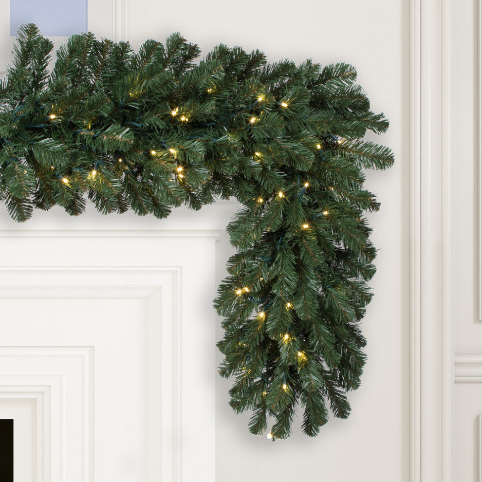 Vickerman G125518 9' Grand Teton Artificial Christmas Garland, Clear Mini Lights