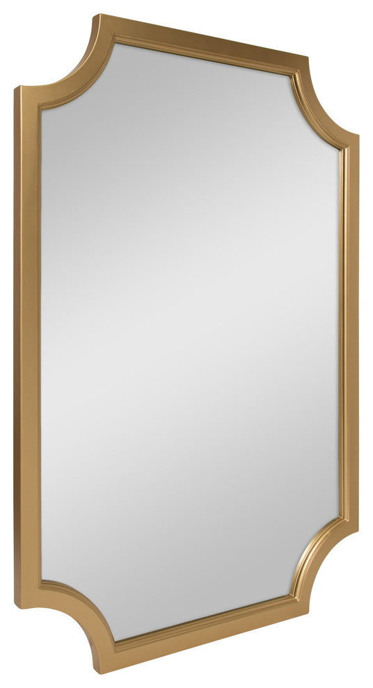 Kate and Laurel, Hogan Wood Framed Mirror With Scallop Corners, 24 x 36", Gold
