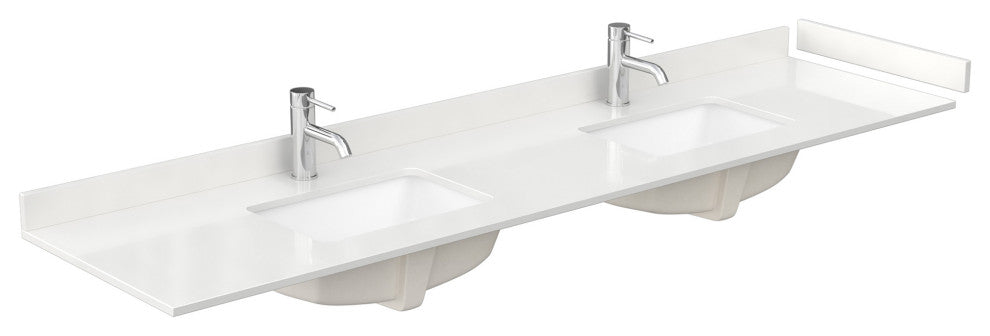 Beckett TK 84" White Double Vanity, White Quartz Top, 1-Hole, Black Trim