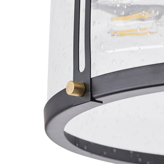 Farmhouse Matte Black 3-Light Seeded Glass Semi Flush Mount Ceiling Light