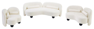 Daphne Upholstered Chair/Loveseat/Sofa, Cream, Chenille Fabric, Loveseat