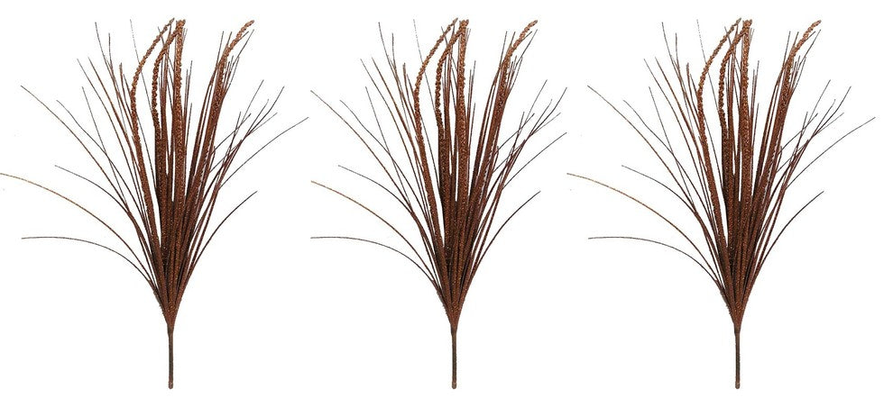 3 Pieces 28" Glitter Grass Bush Christmas Spray, Copper