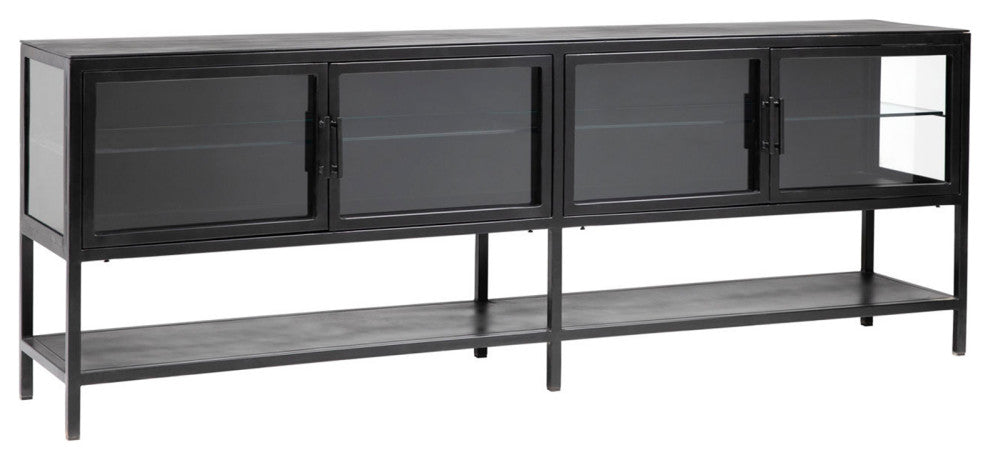 Gunmetal Shelf & Glass Sideboard