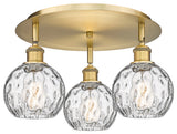 Athens Water Glass 3 17.625" Flush Mount Brushed Brass