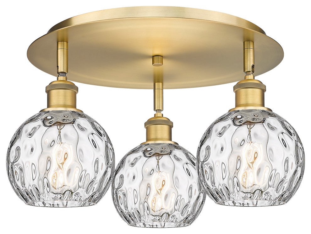 Athens Water Glass 3 17.625" Flush Mount Brushed Brass