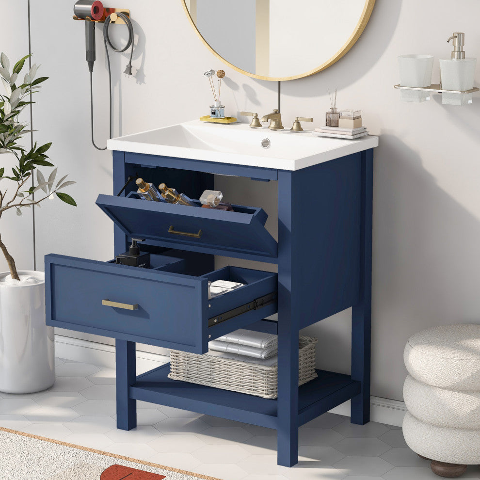 Gewnee Modern Bathroom Storage Cabinet with 2 Drawers