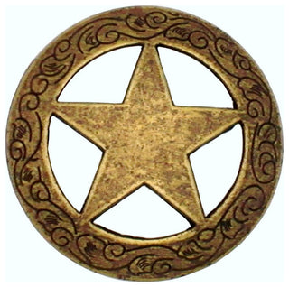 Star Knob With Engraved Edge, Brass