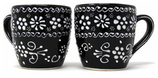 Handmade Pottery Mugs, Set of 2, Ink