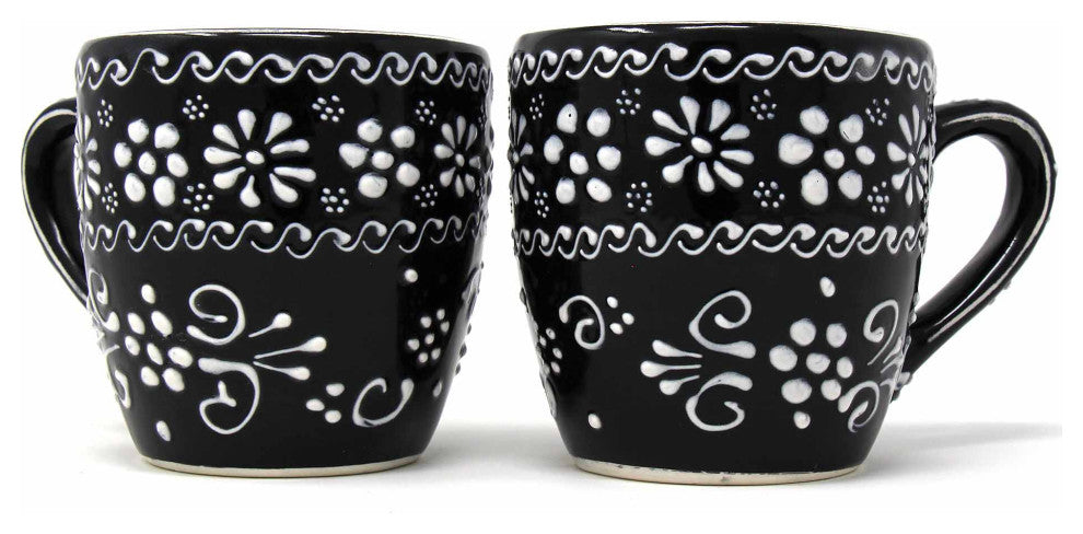 Handmade Pottery Mugs, Set of 2, Ink