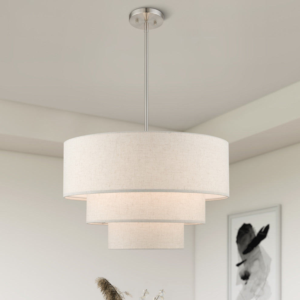 Livex Lighting Gladstone 4-Light Brushed Nickel Pendant Chandelier