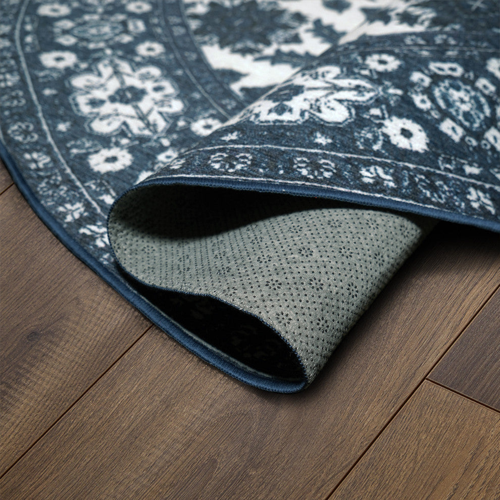 My Magic Carpet Washable Rug Ramage Blue, 6'x6'