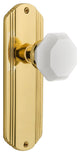 Deco Plate Double Dummy Waldorf White Milk Glass Knob, Unlacquered Brass