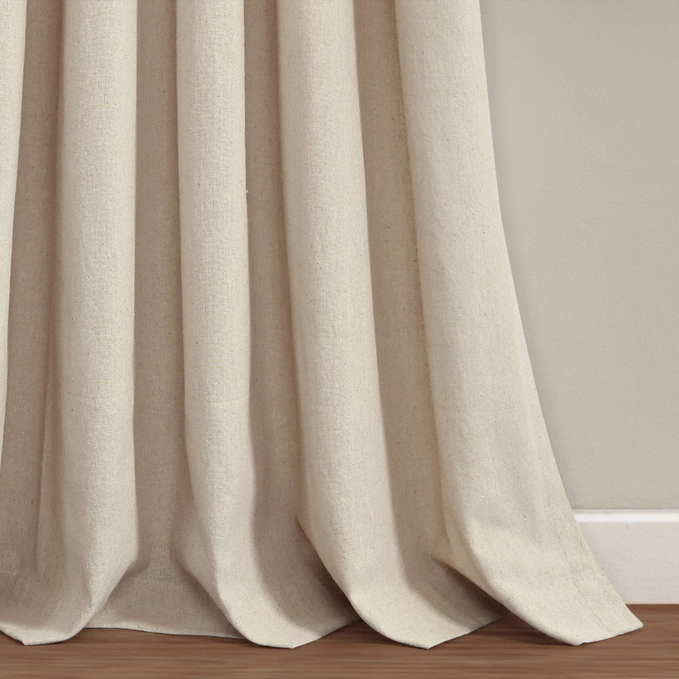 Linen Button Pinched Pleat Single Window Panel, Dark Linen, 84"x40"