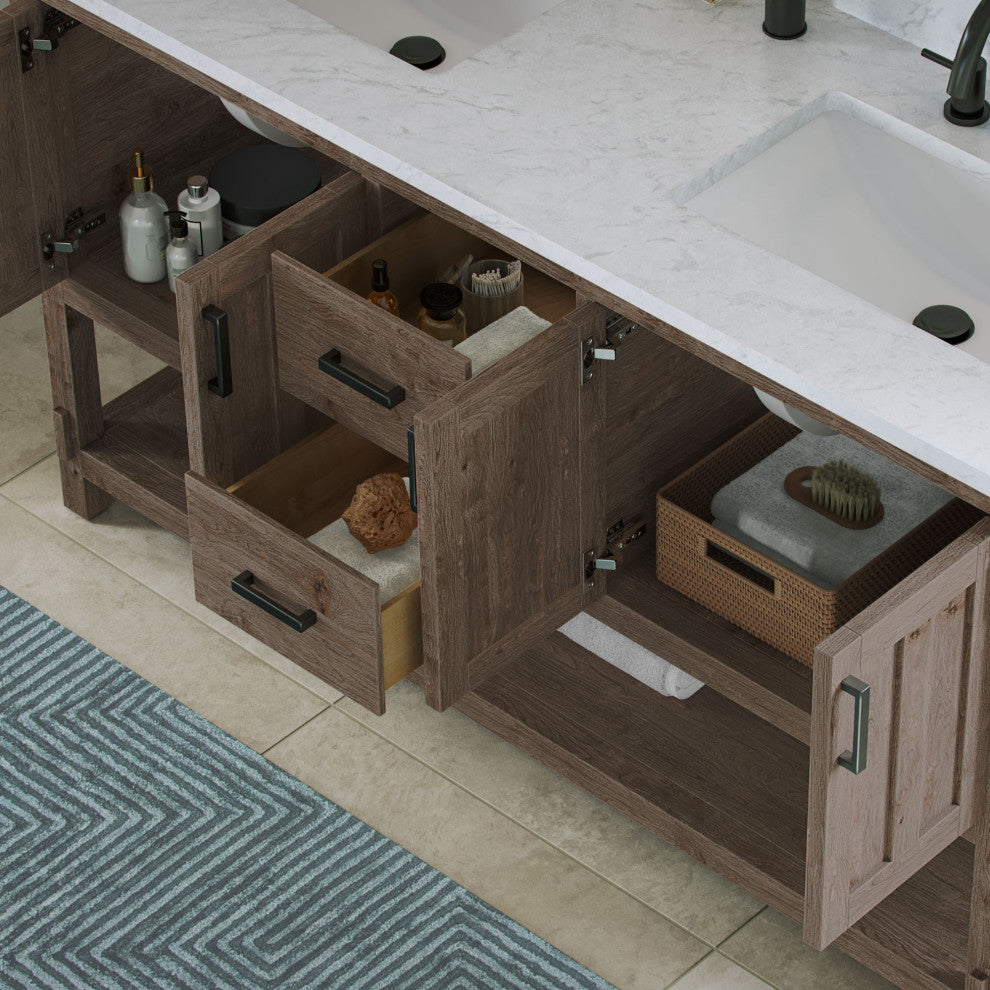 The Betsy Bathroom Vanity, Brown, 60", Double Sink, Freestanding