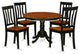 5 Pc Set, Round Dinette Table And 4 Wood Dinette Chairs, Black And Cherry