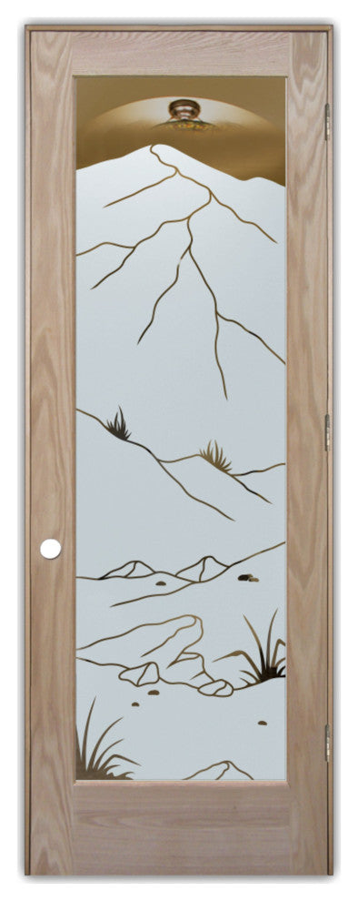 Interior Prehung Door or Interior Slab Door - Mountains Foliage - Oak - 30"...