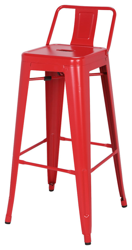 Highland Commercial Grade Low Back Barstool, Forested Red (Set of 4)