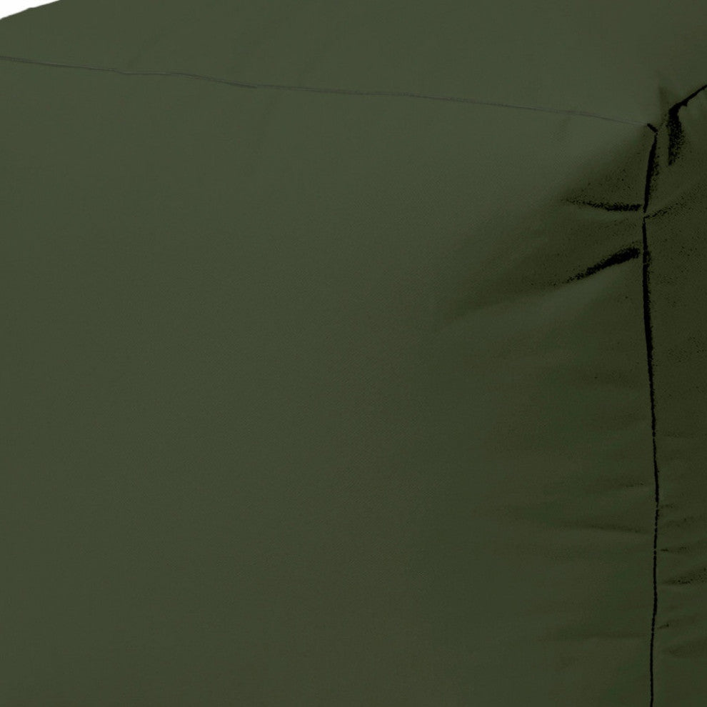 17  Cool Dark Khaki Green Solid Color Indoor Outdoor Pouf Ottoman