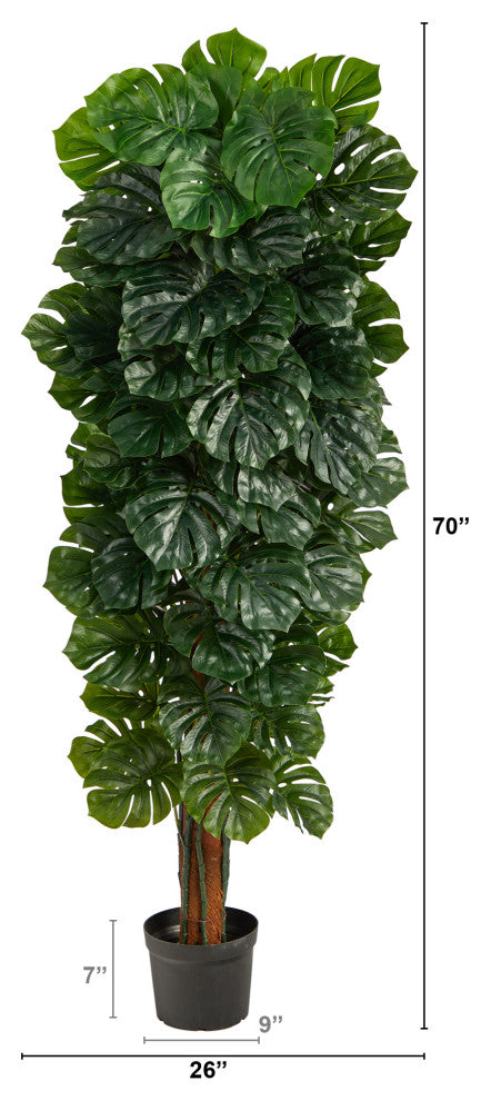 70" Monstera Artificial Tree, Indoor/Outdoor