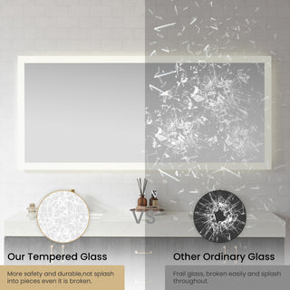 Beijing Rectangular Frameless LED Wall Bath Vanity Mirror, Acrylic, 72"w X 32"h
